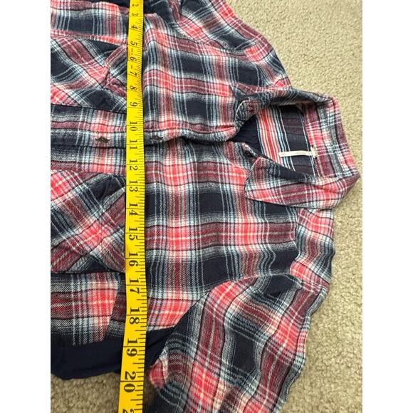 Free People Plaid Front Floral Back Flannel Shirt Size XSMALL Women's XS - Picture 5 of 6